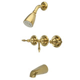 Kingston Brass KB232KL Knight Three-Handle Tub and Shower Faucet, Polished Brass