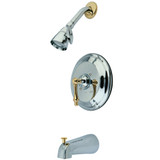 Kingston Brass KB3634AL Restoration Tub & Shower Faucet, Polished Chrome with Polished Brass Trim