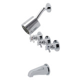 Kingston Brass KBX8131DX Concord Three-Handle Tub and Shower Faucet, Polished Chrome