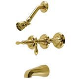 Kingston Brass  KB237ACL American Classic Three-Handle Tub and Shower Faucet, Brushed Brass