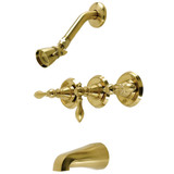 Kingston Brass KB237ACL American Classic Three-Handle Tub and Shower Faucet, Brushed Brass