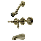 Kingston Brass KB233ACLAB American Classic Three-Handle Tub and Shower Faucet, Antique Brass
