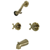 Kingston Brass KB243AXAB Victorian Twin Handle Tub & Shower Faucet, Antique Brass