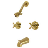 Kingston Brass KB247AX Victorian Twin Handle Tub & Shower Faucet, Brushed Brass