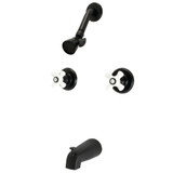 Kingston Brass Badarmatur – 2-Griff Wannen-/Duscharmatur Mit Acryl-Griffen, Poliertes Chrom