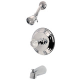 Kingston Brass KB2631WCL Celebrity Tub & Shower Faucet With Single Crystal Octagonal Knob Handle, Polished Chrome