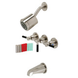 Kingston Brass KBX8138DKL Kaiser Three-Handle Tub and Shower Faucet, Brushed Nickel