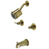 Kingston Brass KBX8143NDL NuvoFusion Two-Handle Tub and Shower Faucet, Antique Brass
