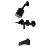 Kingston Brass  KBX8130NDL NuvoFusion Three-Handle Tub and Shower Faucet, Matte Black
