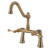Kingston Brass  KS3232BL Restoration 7-Inch Center Deck Mount Clawfoot Tub Faucet, Polished Brass