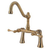 Kingston Brass KS3232BL Restoration 7-Inch Center Deck Mount Clawfoot Tub Faucet, Polished Brass