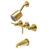 Kingston Brass KBX8137DL Concord Three-Handle Tub and Shower Faucet, Brushed Brass