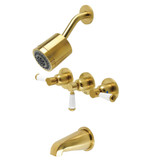 Kingston Brass  KBX8137DPL Paris Three-Handle Tub and Shower Faucet, Brushed Brass