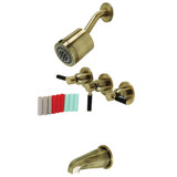 Kingston Brass KBX8133DKL Kaiser Three-Handle Tub and Shower Faucet, Antique Brass