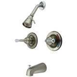 Kingston Brass KB677 Tub and Shower Faucet, Brushed Nickel/Polished Chrome