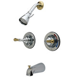 Kingston Brass KB674 Tub and Shower Faucet, Polished Chrome/Polished Brass