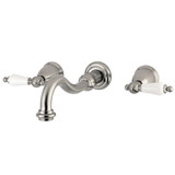 Kingston Brass KS3028PL Restoration Two-Handle Wall Mount Tub Faucet, Brushed Nickel