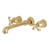 Kingston Brass KS7022TX French Country 2-Handle Wall Mount Roman Tub Faucet, Polished Brass