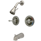 Kingston Brass KB668AL Vintage Twin Handles Tub Shower Faucet Pressure Balanced With Volume Control, Brushed Nickel