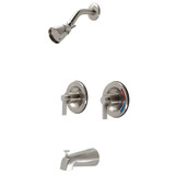 Kingston Brass  KB668NDL NuvoFusion Two-Handle Tub and Shower Faucet with Volume Control, Brushed Nickel