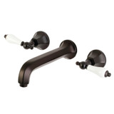 Kingston Brass KS4025PL Metropolitan 2-Handle Wall Mount Tub Faucet, Oil Rubbed Bronze