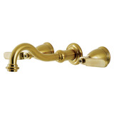 Kingston Brass KS3027KL Whitaker Two-Handle Wall Mount Tub Faucet, Brushed Brass