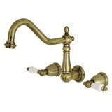 Kingston Brass KS1023PL Heritage Wall Mount Roman Tub Faucet, Antique Brass