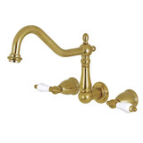 Kingston Brass KS1027PL Heritage Wall Mount Roman Tub Faucet, Brushed Brass