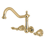 Kingston Brass KS1022AL Heritage Wall Mount Roman Tub Faucet, Polished Brass