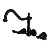 Kingston Brass KS1020AL Heritage Wall Mount Roman Tub Faucet, Matte Black