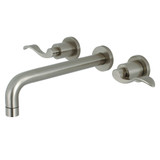 Kingston Brass KS8028DFL NuWave Two-Handle Wall Mount Tub Faucet, Brushed Nickel