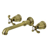 Kingston Brass KS7023TX French Country 2-Handle Wall Mount Roman Tub Faucet, Antique Brass