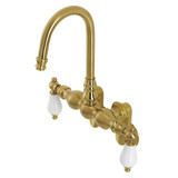 Kingston Brass  AE83T7 Aqua Vintage Adjustable Center Wall Mount Tub Faucet, Brushed Brass