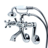 Kingston Brass KS269C Kingston Tub Wall Mount Clawfoot Tub Faucet with Hand Shower, Polished Chrome