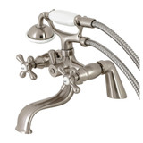 Kingston Brass KS227SN Kingston Deck Mount Clawfoot Tub Faucet with Hand Shower, Brushed Nickel