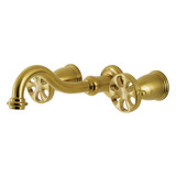 Kingston Brass KS3027RX Belknap Two-Handle Wall Mount Tub Faucet, Brushed Brass