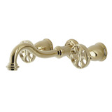 Kingston Brass KS3022RX Belknap Two-Handle Wall Mount Tub Faucet, Polished Brass