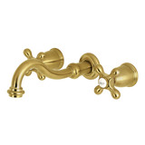 Kingston Brass KS3027AX Restoration Two-Handle Wall Mount Tub Faucet, Brushed Brass