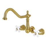 Kingston Brass KS1027PX Heritage Wall Mount Roman Tub Faucet, Brushed Brass