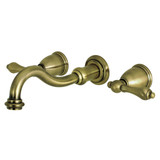 Kingston Brass KS3023AL Restoration Two-Handle Wall Mount Tub Faucet, Antique Brass