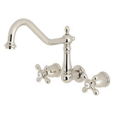 Kingston Brass KS1026AX Heritage Wall Mount Roman Tub Faucet, Polished Nickel