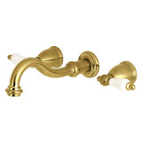 Kingston Brass KS3027PL Restoration Two-Handle Wall Mount Tub Faucet, Brushed Brass