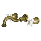 Kingston Brass KS3023PX Restoration Two-Handle Wall Mount Tub Faucet, Antique Brass