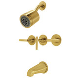 Kingston Brass KBX8137CML Manhattan Three-Handle Tub and Shower Faucet, Brushed Brass