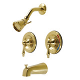 Kingston Brass KB667AL Vintage Twin Handles Tub Shower Faucet, Brushed Brass