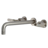 Kingston Brass KS8028KL Whitaker Two-Handle Wall Mount Tub Faucet, Brushed Nickel