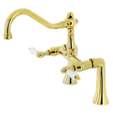 Kingston Brass  KS3232PL Restoration Deck Mount Clawfoot Tub Faucet, Polished Brass