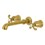 Kingston Brass KS7027TX French Country 2-Handle Wall Mount Roman Tub Faucet, Brushed Brass