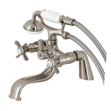 Kingston Brass KS247SN Essex Deck Mount Clawfoot Tub Faucet with Hand Shower, Brushed Nickel