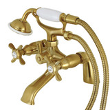 Kingston Brass KS287SB Essex Clawfoot Tub Faucet with Hand Shower, Brushed Brass